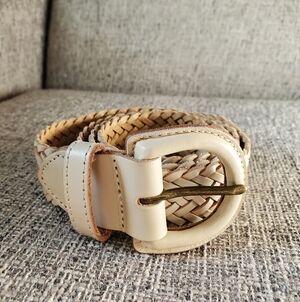 .. Madewell Woven Leather Belt, Ecru - Non-Stretch (XXS-S)